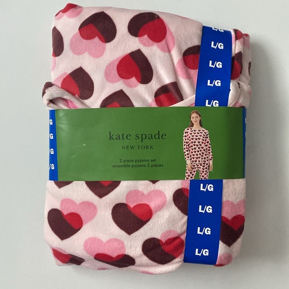 Kate Spade Two-Piece Pajama Set Hearts Large - Picture 2 of 8